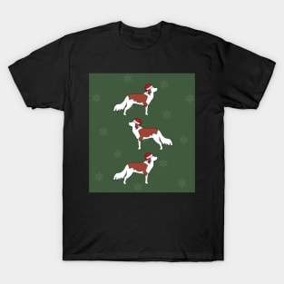 Triple Christmas Kooiker Dogs Green T-Shirt